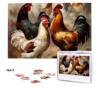 Chicken And Rooster Print Wooden Puzzles 1000 Pieces Personalized Jigsaw Puzzle For Adults Interesting Custom Photo Puzzles Gift For Holiday Birthday Wedding Anniversay