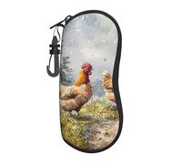 Chicken Animal,Farm Printed Glasses Case Ultra-Light Soft Shell Protective Eyewear Organizer For Men And Women