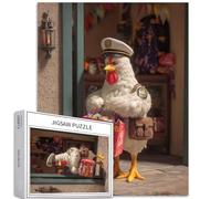 Chicken as Security Guard 1000 Piece Jigsaw Puzzles for Adults Funny Halloween Art Jigsaw Puzzle Colorful DIY Puzzles for Home Decoration Gifts Family Puzzle Perfect for Game Nights 50×70cm
