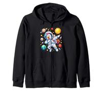 Chicken Astronaut Dabbing Funny Space Animal for Kids Zip Hoodie