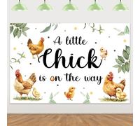 Chicken Baby Shower Backdrop, A Little Chick Is On The Way Backdrop Banner Chicken Themed Photography Background Cloth for Farm Theme Baby Shower Chick Party Supplies