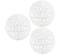 Chicken Ball Cage 3Pcs 8" Hollow Out White Plastic Rolling Chicken Balls Cage for Outside That Prevents Dog Bites or Horse Trampling Coop Accessories Balls