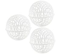 Chicken Ball, Chicken Ball Cage 3Pcs 8" Hollow Out White Plastic Rolling Balls Cage for Outside for Outside That Prevents Dog Bites