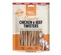 Chicken & Beef Twister Dog Treats Made with Real Chicken, Low Fat Dental Care Training Rewards, Easy Digest Chewy Snacks in Resealable 300g Pack Approx 60 Pieces - Mega Pack