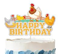 Chicken Birthday Cake Topper - Glitter Chicken Party Decorations for Birthday Party Supplies