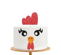 Chicken Birthday Cake Topper, This Chick is One Cake Decor, Red Glitter Chicken Cake Topper for Farm Animal Baby Shower Party Decoration