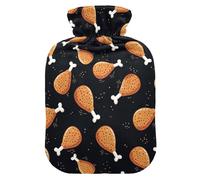Chicken Black Hot Water Bottle with Cover for Pain Relief Feet and Bed Warmer for Arthritis, 2L