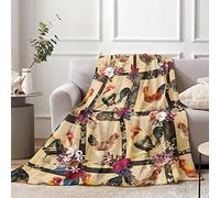 Chicken Blanket Gifts for Girls, Soft Rustic Farm Rooster Plush Flannel Throw Blanket for Kids Teen, Chickens Flowers Cozy Fluffy Blanket for Women Couch Bed Sofa Bedroom Decor, 130 x 150 cm