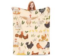 Chicken Blanket Gifts for Kids Adults Soft Warm Lightweight Cozy Cute Chick Hens and Roosters Throw Blankets for Bed Living Room Sofa Couch Farmhouse Decor 50x60in