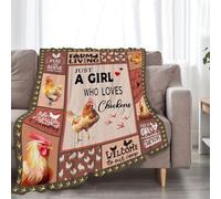 Chicken Blanket Just A Girl Who Loves Chickens Decor Throw Blanket Comfy Plush Flannel Fleece Warm Soft Fluffy Fuzzy Blanket Rooster Hen Gifts for Kids Boys Women Teens for Bed Sofa Couch 40"X50"