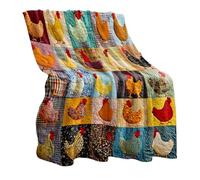 Chicken Blankets & Throws - Breathable Soft Flannel Foldable Comforter | Adults Farmhouse Themed Bedspread for Home, Bedroom, Sofa, Bed, Use