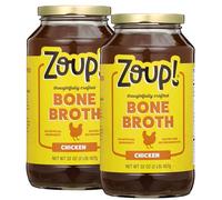 Chicken Bone Broth by Zoup! - Gluten Free, Non GMO, Fat Free Chicken Bone Broth - Great for Stock, Bouillon, Soup Base or to Drink, 2-pack of 32 oz Jars