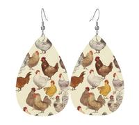 chicken breeding earrings for women leather earings teardrop shape double sided lightweight ear accessories fashion jewelry birthday gift