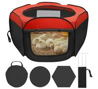 Chicken Brooder Box for Chick Starter Kit, Pop Up Design Hamster Playpen Double Door Design Multipurpose Small Animal Playpen with Storage Bag for Small Ducks Kitten Puppy Rabbits/Guinea Pig