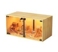 Chicken Brooder Box Lighted: Wooden Glass Hamster Cage with LED