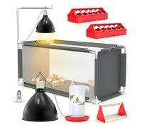 Chicken Brooder Box Starter Kit, 10.6 ft³ Indoor Brooder for Chicks, Ducklings & Quail, Stainless Steel Frame, Waterproof Oxford, 75W Heat Lamp, Feeder, Waterer & Perch, 47.2"x19.7"x19.7"