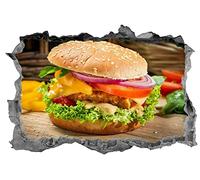 Chicken Burger,Sticker,3D,Food,Wall Art,Burger,Kitchen,Decal,Shop,Mural