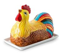 Chicken Butter Dish With Lid For Countertop Colorful Ceramic Butter Dish Covered Butter Dish White Butter Tray Cute Butter Keeper Elegant Butter Dish Mantequillera Con Tapa