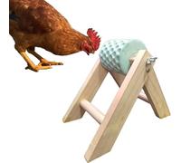 Chicken Cage Accessories, Chicken Coop Toys,Chicken Grit,Chicken Perch,Beak Grinding Calcium Stone With Wooden Stand, Chicken Toys, Toys for Hens, Ducks, Geese, Turkeys, Poultry (Green)