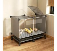 Chicken Cage Indoor with Pull-Out Tray & Skylight Chick Brooder Box with Raised Floor & Encrypted Foot Pads for Ducklings, Quail and Small Poultry Easy Clean DIY Assembly(Gray,74x48x53cm)