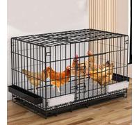 Chicken Cage Indoor with Pull-Out Trays Feeding Troughs and Egg Tray Iron Material Small Chicken Coops Top Opening Doors Foldable for Small Animal Poultry(100 * 60 * 70CM)