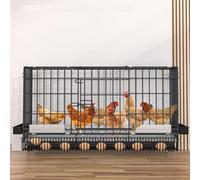 Chicken Cage Indoor with Pull-Out Trays Feeding Troughs and Egg Tray Iron Material Small Chicken Coops Top Opening Doors Foldable for Small Animal Poultry(130 * 60 * 70CM)