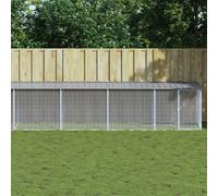 Chicken Cage Light Grey 803x98x90cm Galvanised Steel Heavy Duty Run Outdoor Roof