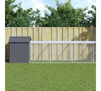 Chicken Cage & Run Anthracite Galvanised Steel 117x609x123 cm Outdoor with Door