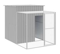 Chicken Cage Run Coop with Light Grey Galvanised Steel vidaXL