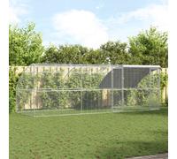 Chicken Cage Silver 600x200x198.5cm Steel & PE Outdoor Weather-Resistant Durable