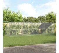 Chicken Cage Silver 800x200x200cm Steel & PE Outdoor 4pc Modern Enclosure XL Set