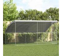 Chicken Cage Silver Galvanised Steel 400x200x200cm Outdoor Lockable Mesh RoofTop