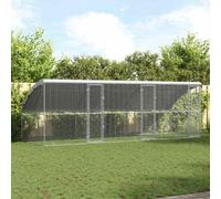 Chicken Cage Silver Galvanised Steel 600x200x198.5cm Outdoor Lockable MeshRoof+