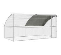 vidaXL Chicken Cage 4 pcs Silver 800 x 200 x 200 cm Steel and PE, Garden and Terrace, Modern Chicken House, Durable Outdoor Poultry Enclosure, Minimalist Pet Shelter, Stylish Fowl Habitat