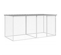 Chicken Cage with Roof Light Grey 203x98x90 cm Galvanised Steel | Lockable door, mesh ventilation, weather- roof, suitable for hens and small animals, heavy-duty build