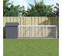 vidaXL Chicken Cage with Run in Anthracite - Galvanised Steel, Spacious Design with Ample Room for Exercise - Comes with Mesh Design for Ventilation