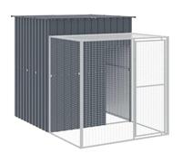 Chicken Cage with Run Anthracite 165x251x181 cm Galvanised Steel | Galvanised steel frame, mesh ventilation, protective roof, latched door, spacious run