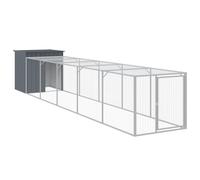Chicken Cage with Run Farm Chicken Run Coop Hen House Galvanised Steel vidaXL