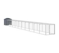 Chicken Cage with Run Farm Chicken Run Coop Hen House Galvanised Steel vidaXL