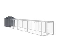 (light grey, 117 x 813 x 123 cm) vidaXL Chicken Cage with Run Farm Chicken Run Coop Hen House Galvanised Steel