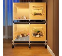 Chicken Cage With Universal Wheels, Small Animal Habitat Side Panel Ventilation Rutin Chicken Breeding Box Tray Design For Quail Ducks Rabbit(Yellow,70 * 45 * 90CM)