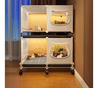 Chicken Cage With Universal Wheels, Small Animal Habitat Side Panel Ventilation Rutin Chicken Breeding Box Tray Design For Quail Ducks Rabbit(White,70 * 45 * 90CM)