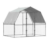 Chicken Cages 2 pcs with Roof and Door Run Cage Silver Galvanised Steel vidaXL