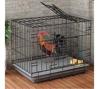 Chicken Cages Outdoors with Tray, Metal Large Folding Poultry Cage, Cat Cage Duck Dog Puppy Rabbit Cage, Household Balcony Pet Shop Supplies - 6 Sizes,Black-50X33X38CM