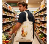 Chicken Canvas Bag - Farm Style Tote Bag | Reusable, Funny Chicken Print Grocery Shopper Bags | Canvas Shoulder Bags, Eco Friendly Market Travel Handbag Nurse Women Men