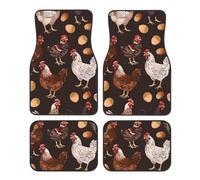 Chicken Car Mats 4 Pieces Cute Hen Universal Floor Car Mats Non-Slip Vehicle Carpet for SUV Van Truck Sedan