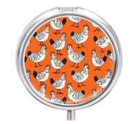 Chicken Cartoon Pattern Small Pill Box 3 Grids Travel Pill Case Portable Daily Pill Organizer with Anti-Mixing Design Easy to Retrieve Meds for Medication, Vitamin, Supplements