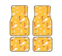 Chicken Chick 4 Piece Auto Floor Mats Set, Non Slip Waterproof Car Liners, Vibrant Printed Universal Mat