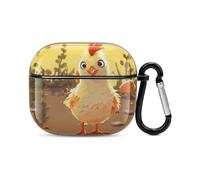 Chicken Chick Bluetooth Earbuds Case Cover Full Body Shockproof Protection Hard Case Support Wireless Charging with Keychain Personalized Gift for AirPods 3