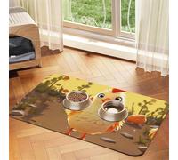 Chicken Chick Pet Feeding Mat Absorbent Pu Leather Dog Cat Food Mats Contain Spills Protects Floors, Anti-Slip Rubber Backing Dog Bowl Mats Easy Clean Pet Placemats 40x60cm